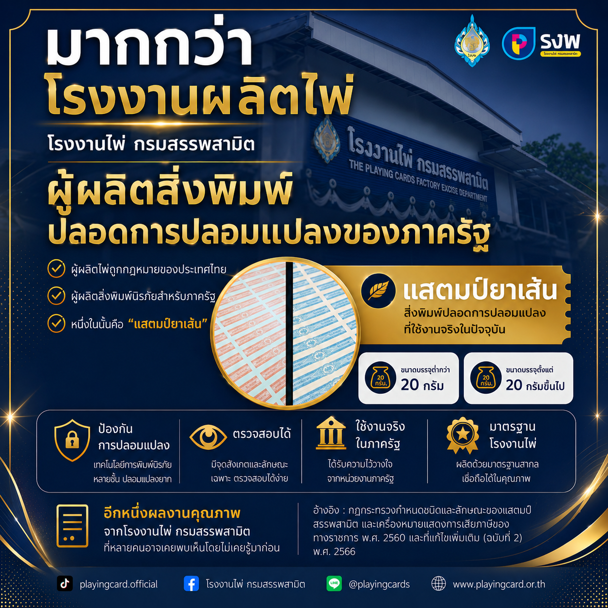 โรงงานไพ่ ผู้ผลิตสิ่งพิมพ์ปลอดการปลอมแปลงของภาครัฐ